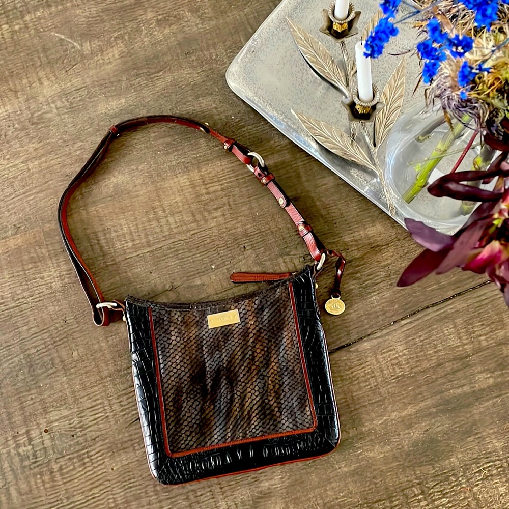 Brahmin Crossbody Brown and Multicolor travel purse leather